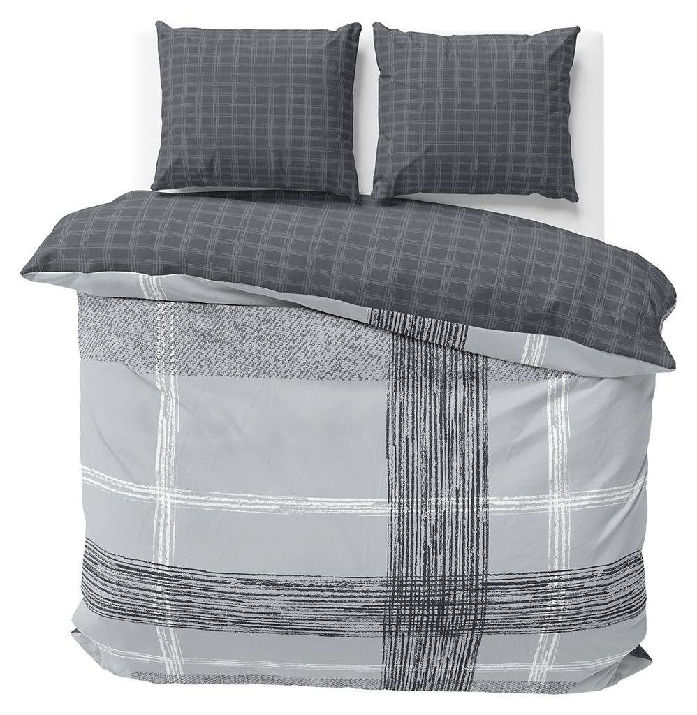 Baumwolle Bettwäsche 200x220 cm Anthrazit Grau Produktbild 