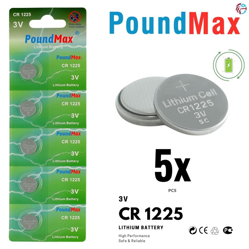 5 x CR1225 PoundMax Knopfzelle 3V Lithium CR 1225, DL1225