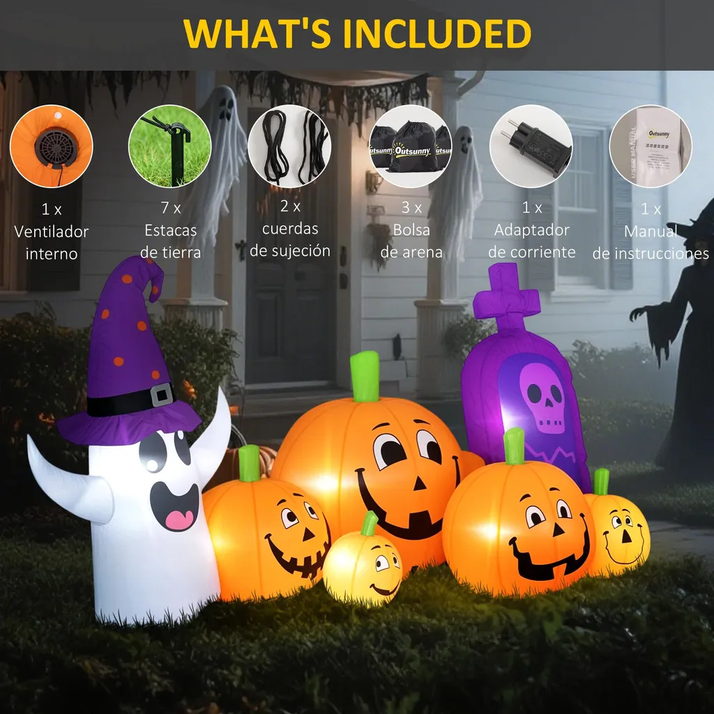 Grande Décoration Extérieure Halloween Gonflable Multicolore de 240cm - 6