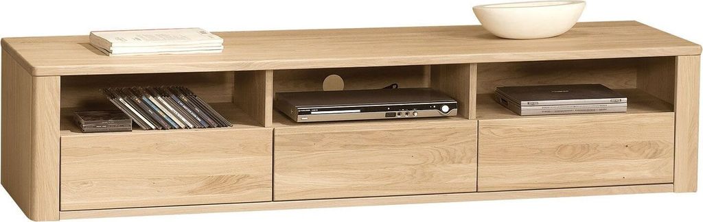 TV-Unterschrank Jussara 07, Farbe: Hellbraun, Eiche teilmassiv – 40 x 178 x 50 cm (H x B x T)