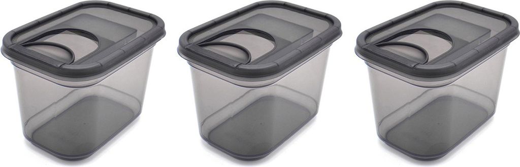 3er Set Schüttdose 1,3 Liter Vorratsdose Grau Aufbewahrungsdose Streudosen Frischhaltedosen Müslidose Lebensmittel Vorratsbehälter