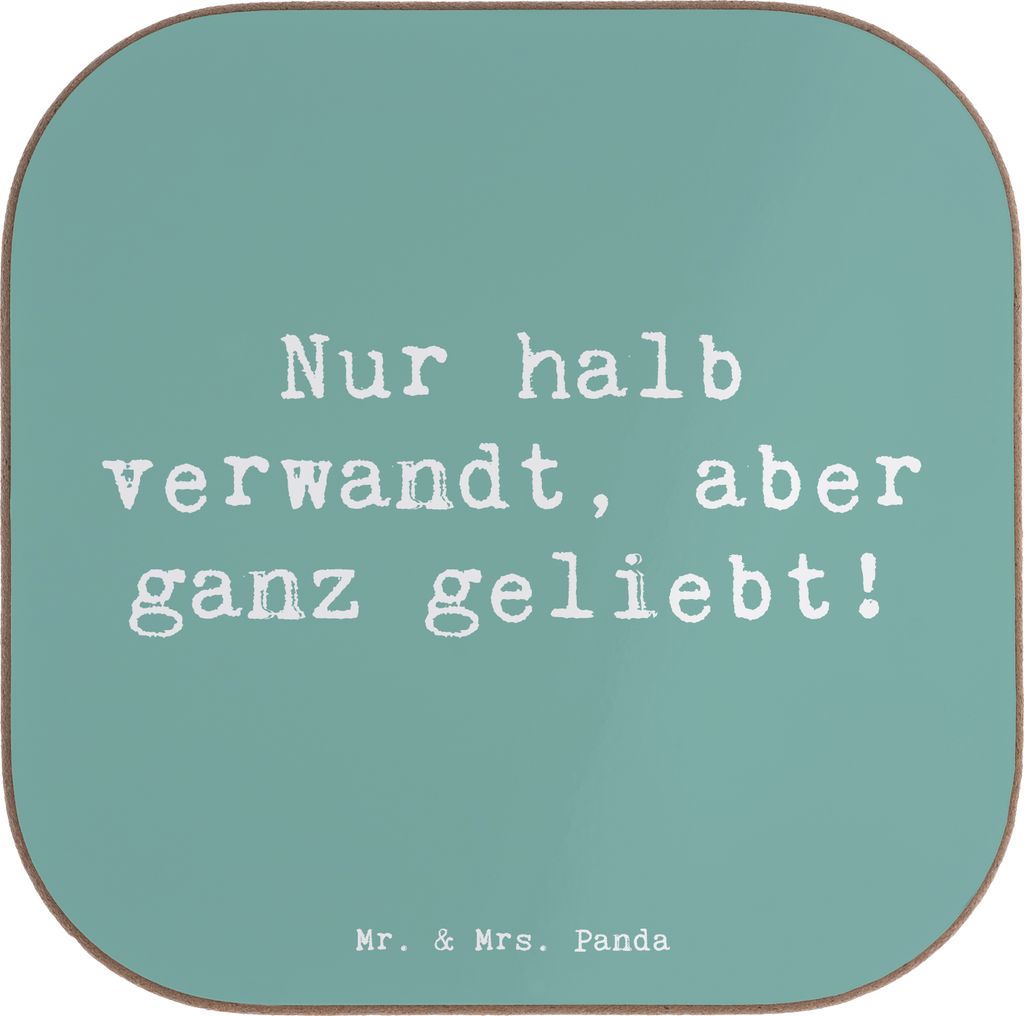 Mr. & Mrs. Panda Tischuntersetzer Spruch Halbbruder Liebe - Meeresbrise - Geschenk, halb verwandt, Untersetzer Gläser, für, Design, Tischschoner,...