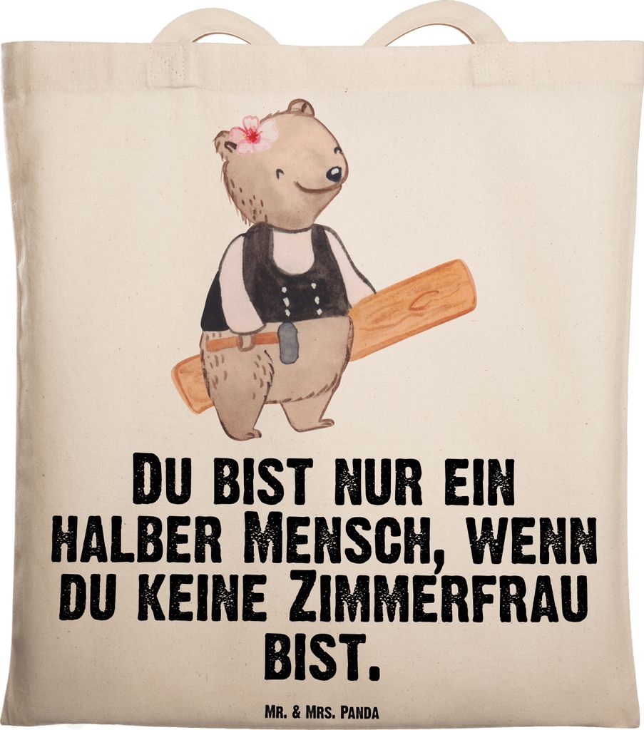 Mr. & Mrs. Panda Jutebeutel Zimmerfrau Herz - Transparent - Produktbild 