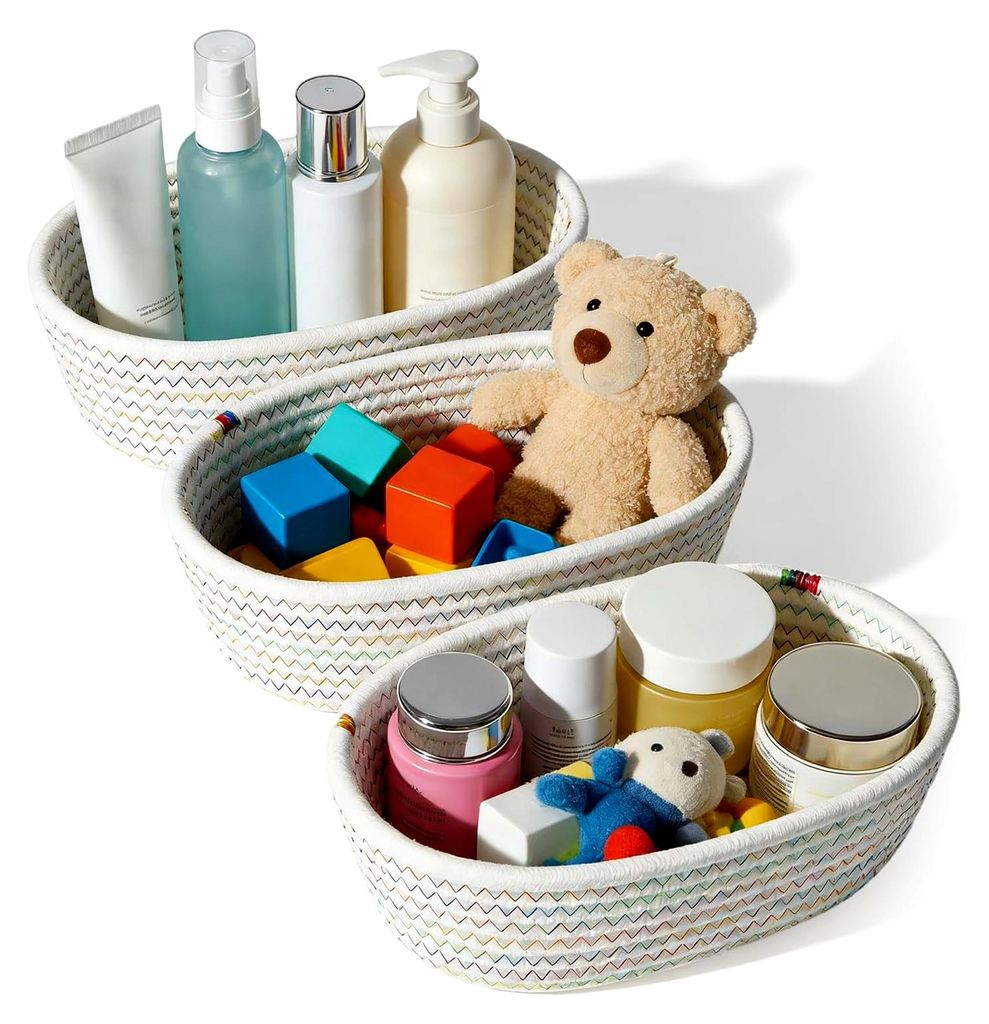 3er Set Geflochtene Aufbewahrungskörbe, Farben und Größen 23/26/30cm für Schlafzimmer und Wohnzimmer