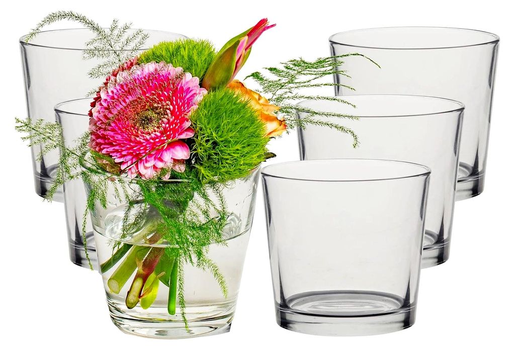 Windlichter Lilly aus Glas, konisch Ø 10 cm H 9 cm - Teelichthalter - Vorspeisengläser - Dessertgläser - Vasen (6 Stück)