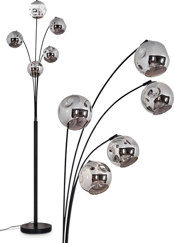 Villamare Stehlampe aus Metall/Glas in Schwarz/Rauchfarben