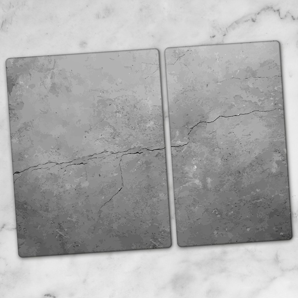 Glas-Herdabdeckplatten Glaskeramikkochfeld-Abdeckung Spritzschutz Schneidebrett Zweiteilige Glas 70x52 Beton Textur