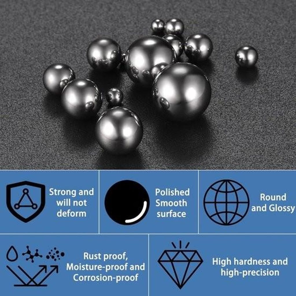 Inhalt: 600 Stück Kugellager – Stahlkugeln – 13 Größen – Edelstahlkugeln – 2 mm – 10 mm – Präzisionskugeln aus Metall – robuste r...