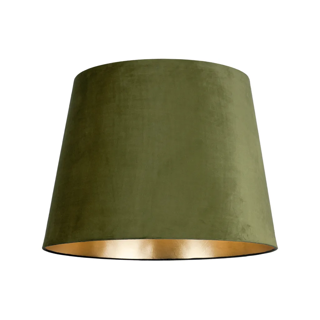 Grand abat-jour conique vert et doré pour suspension et lampadaire