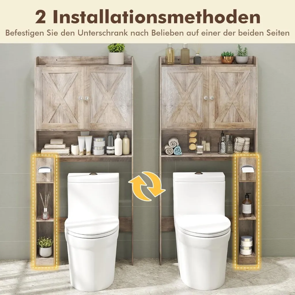 Armoire murale de salle de bain étagère réglable et porte-rouleau pratique