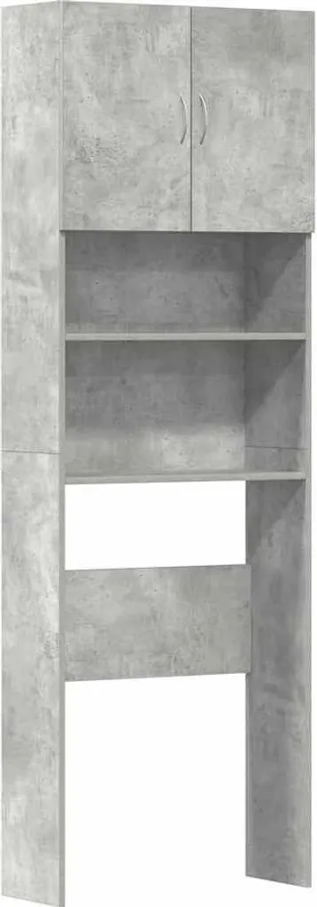 vidaXL Mobile Lavatrice Grigio Cemento 64x24x190 cm | Salvaspazio Bagno