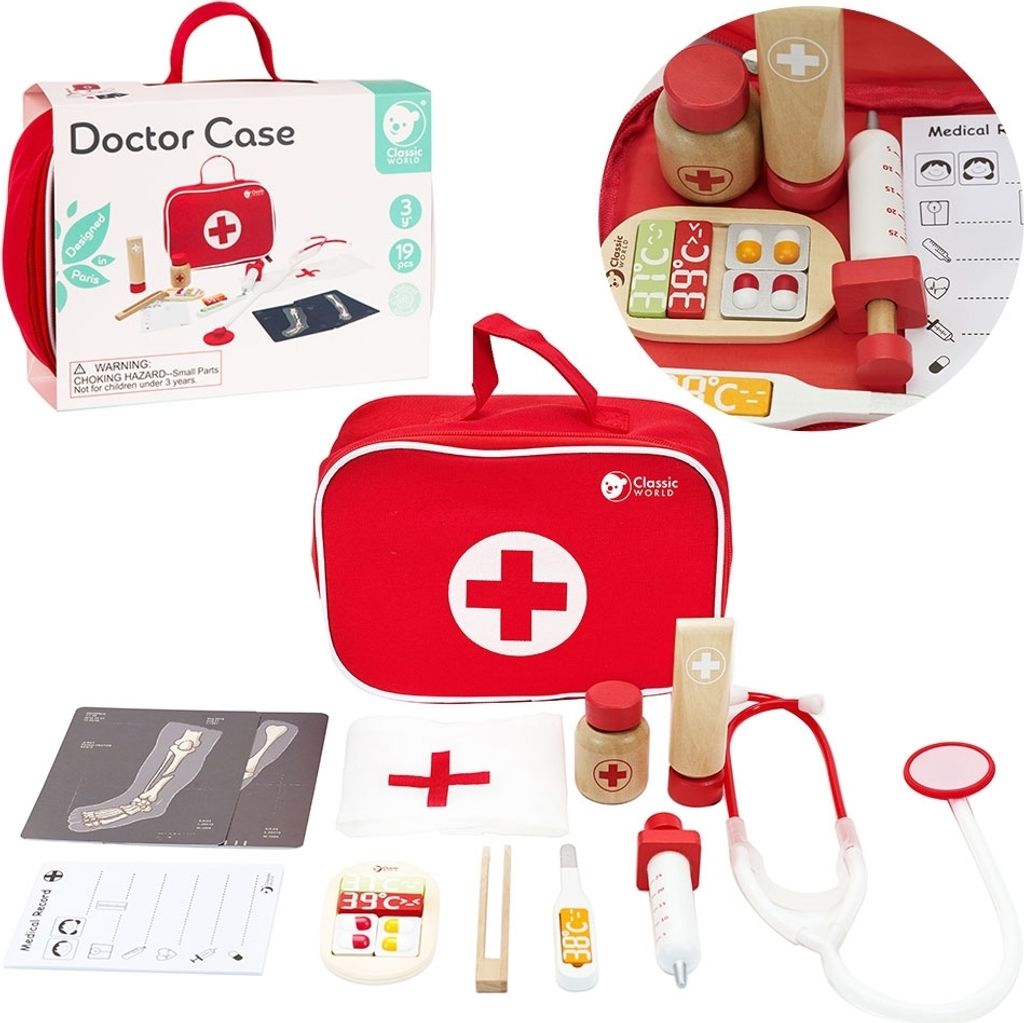 CLASSIC WORLD Holzkoffer für kleine Ärzte Set 19 el. Produktbild 