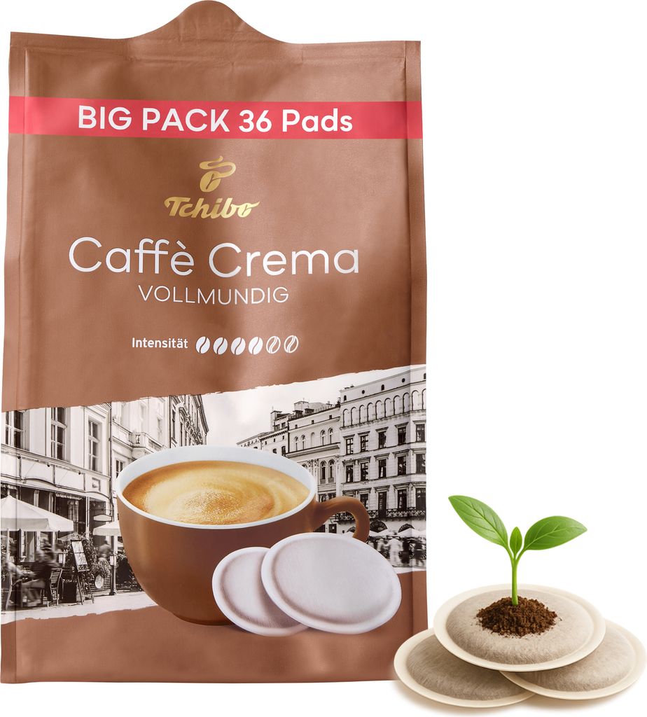 Tchibo Kaffeepads Caffè Crema vollmundig, 36 Stück – 1er-Pack (Kaffee, ausgewogen und vollmundig), nachhaltig, geeignet für Senseo Maschinen
