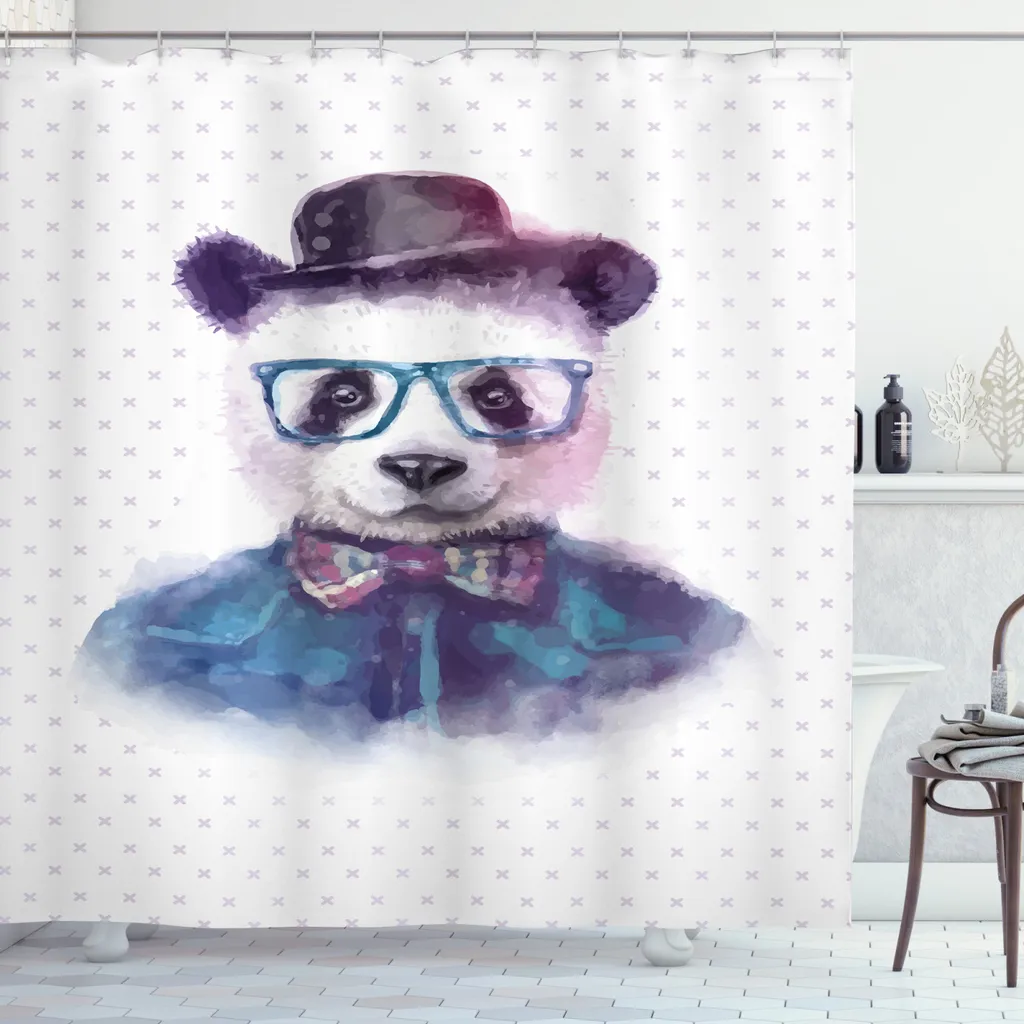 Arredamento Bagno Moderno: Tenda Doccia Panda Hipster ABAKUHAUS
