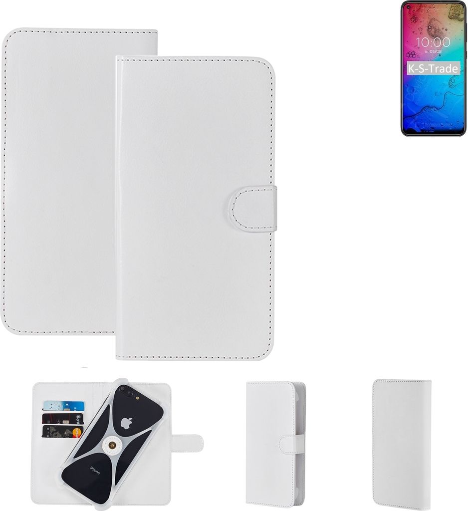 K-S-Trade Handy Hülle Schutz Hülle kompatibel mit BQ Mobile BQ-6430L Aurora Cover Case Bookstyle Bumper weiß 1x