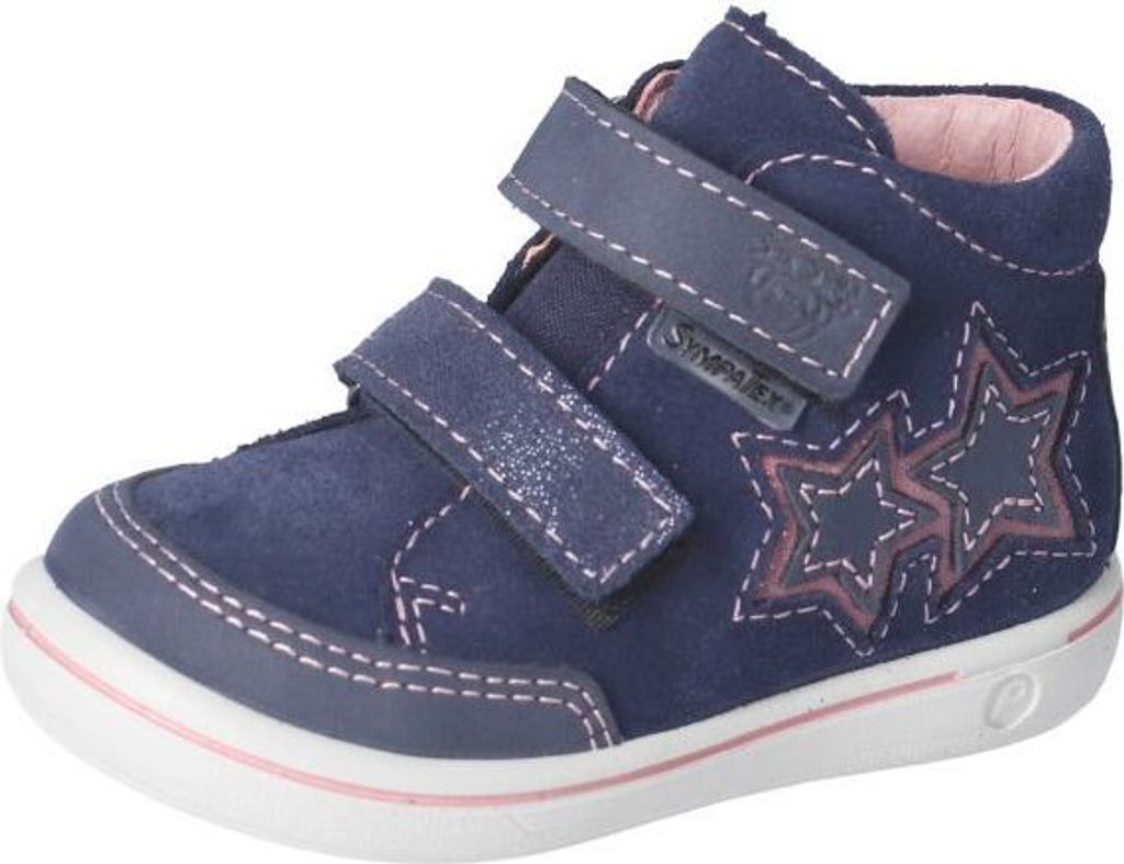 RICOSTA Boots SINI von PEPINO mit lustigen Sternen Klettverschluß echt Leder Rauleder/Glattleder Lederfutter Mädchen Blau/Rosa Größe 23