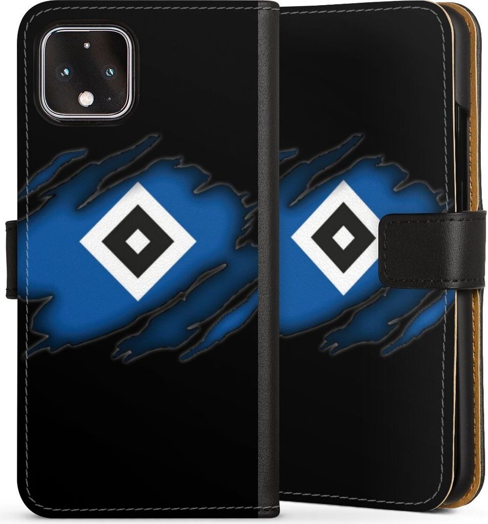 DeinDesign Klapphülle für Google Pixel 4 Handytasche Lederhülle Tasche HSV Hamburger SV Offizielles Lizenzprodukt