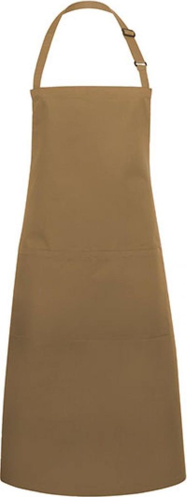 Karlowsky Latzschürze BASIC mit Schnalle und Tasche 75 x 90 cm unisex Polyester/Baumwollmix Camel