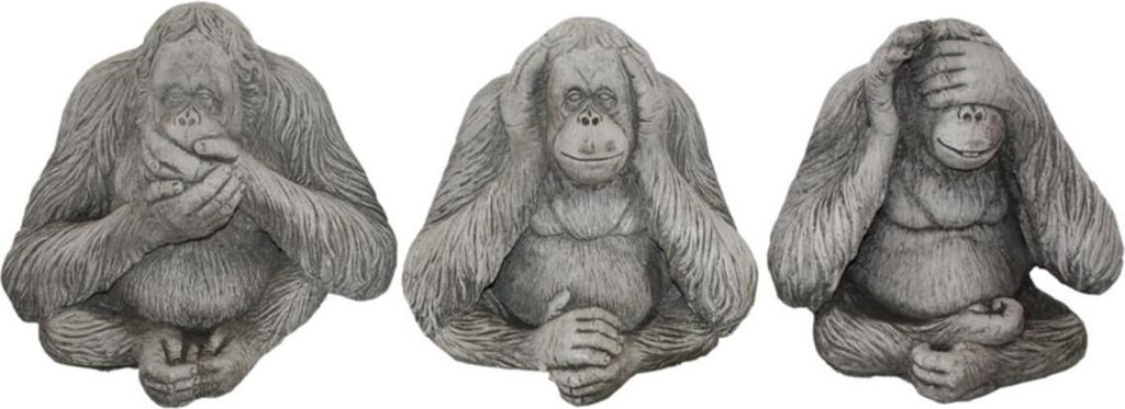 Kretakotta Die-Drei-Affen Orang-Utan-Set Antiksteinguss H ca. 23 cm