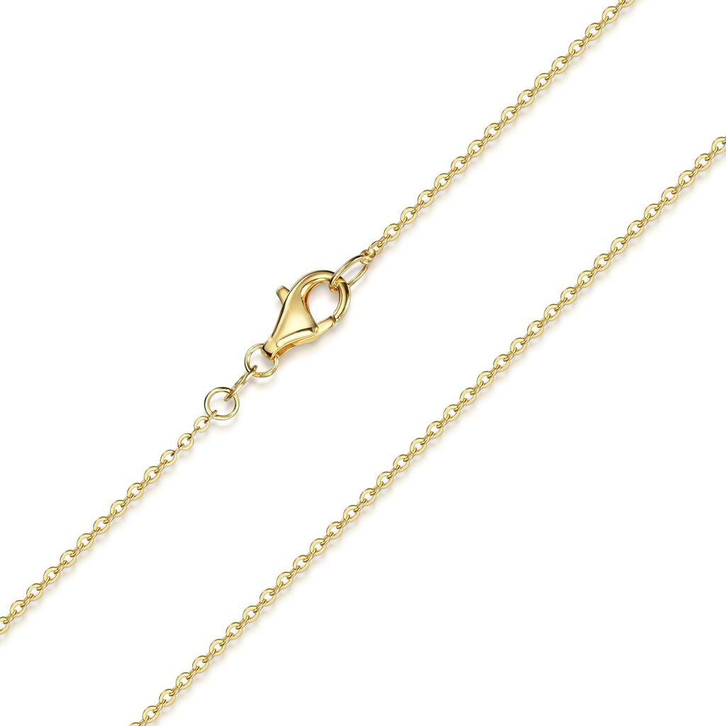 A close-up of a gold chain necklace with a clasp, isolated on a white background.