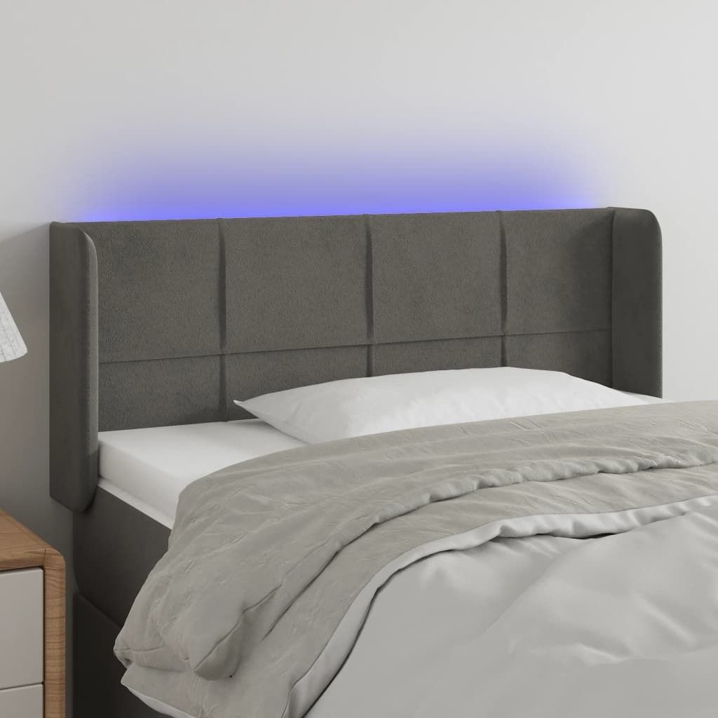 BEI CLORIS LED Kopfteil Dunkelgrau 103x16x78/88 cm Samt - Kopfteile Neu5861910 3parcel