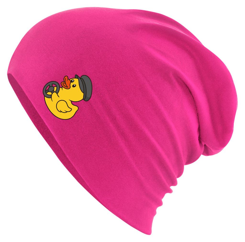Huuraa Beanie Quietscheente Kraftfahrt Comic Gummiente Fuchsia One Size Baumwolle und Elasthan Mütze Geschenkidee