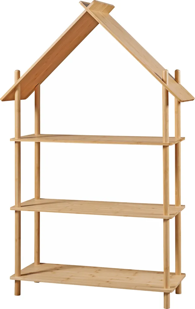 Bibliothèque enfant maison en bambou Hamarøy meuble de rangement bois