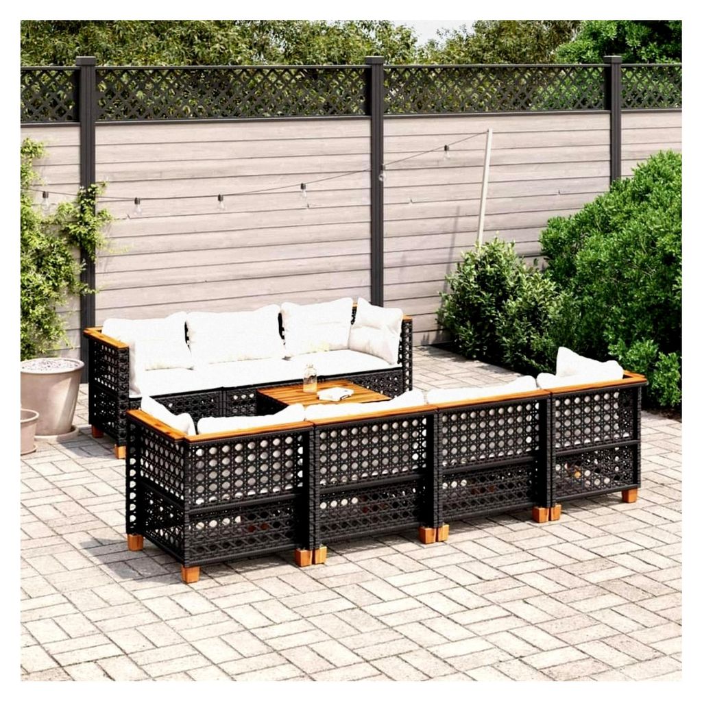 Garten-Sofagarnitur Ecksofa Schwarz PE-Rattan 63,5x63,5x62 cm Terrasse