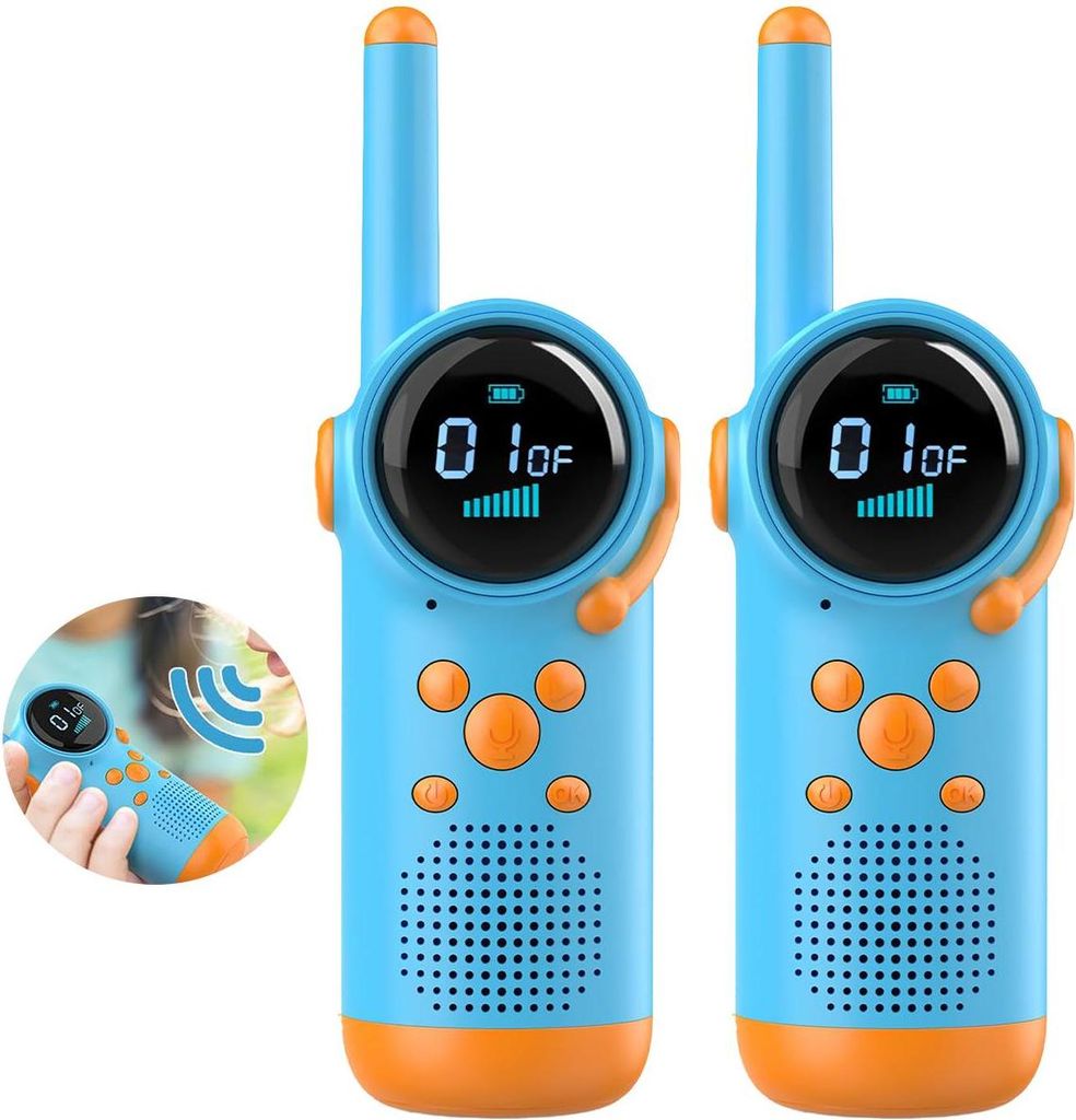 Walkie Talkie Kinder, Walkie Talkies Spielzeug für 3-12 Jahre mit VOX Funktion, LED Taschenlampe für Abenteuer im Freien, Camping, Wandern