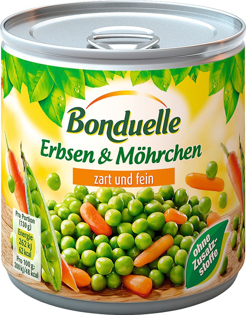 Bonduelle Erbsen Mit Möhrchen Zart Und Fein, 400g, Abtropfgewicht 265 g