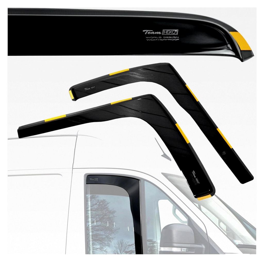 HEKO - Kompatibel mit Mercedes Sprinter W907 2018+ Seitenscheiben-Windabweiser; Vorne; 2 Stk.; Regenabweiser, Windabweiser, Getönt, Stromlinienfö...