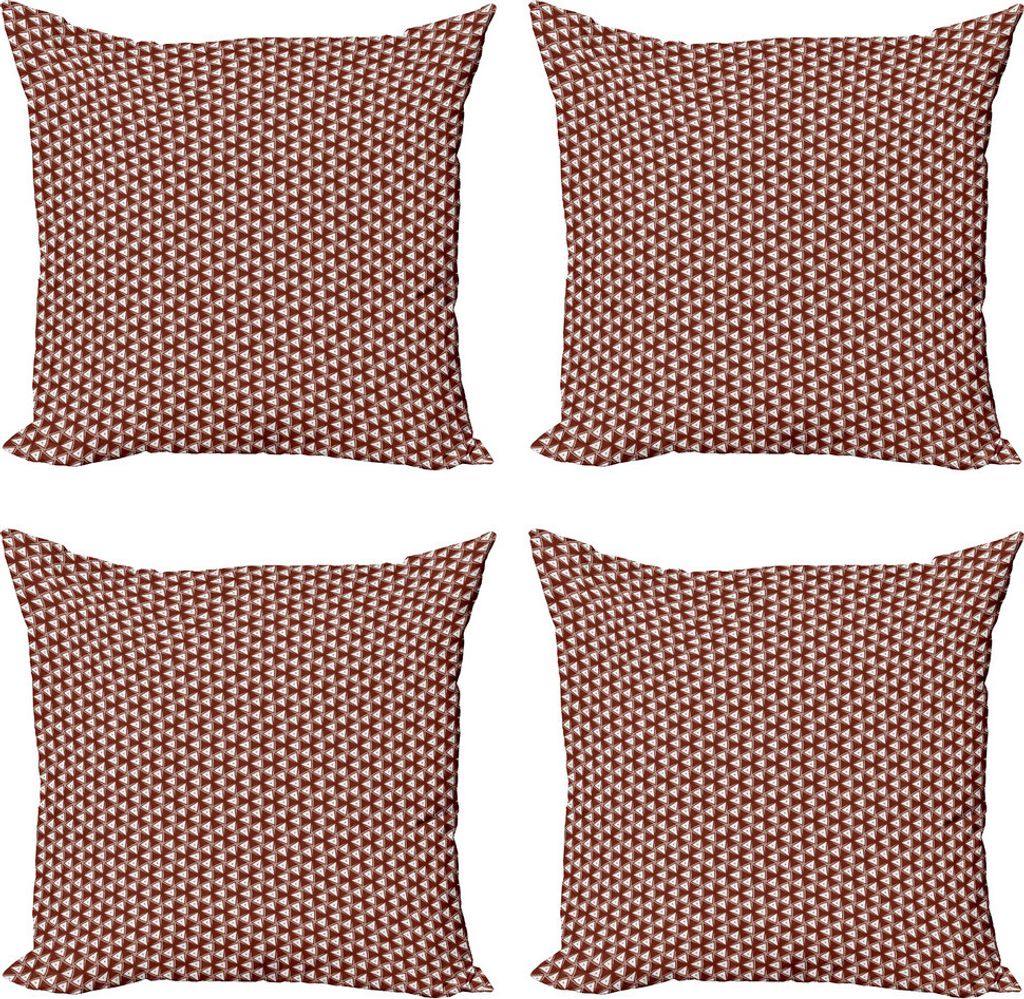 ABAKUHAUS abstrakte Geometrie Kissenbezug Set (4 Stück), Triangles Kunst, Moderner Doppelseitiger Digitaldruck, 50 cm x 50 cm, Dunkle Rust and White
