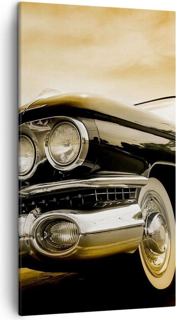 Bild auf Leinwand - Leinwandbild - Auto Chrom Rad - 45x80cm - Wand Bild - Wanddeko - Wandbilder - Leinwanddruck - Bilder - Kunstdruck - Wanddekorat...