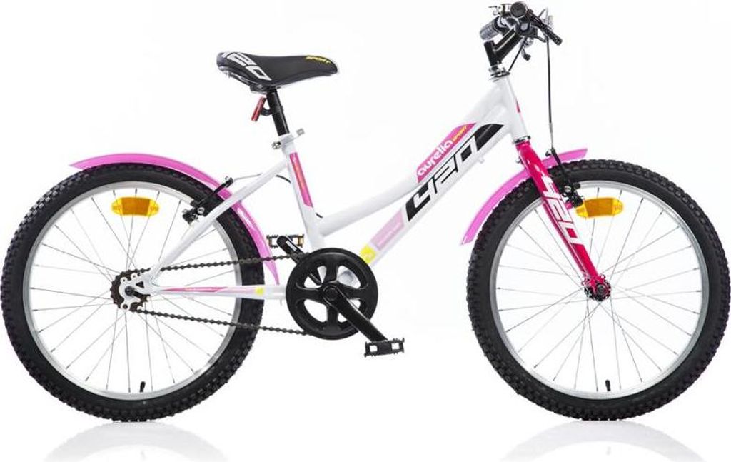 Dino Bikes 420 Sport 20-Zoll Mädchenfahrrad ohne Gangschaltung, Weiß/Rosa