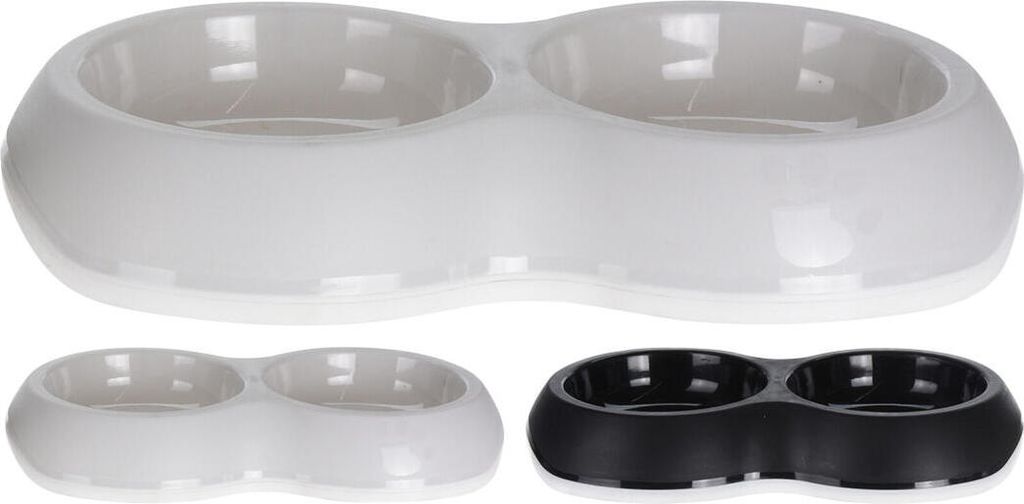 miska pro zvířata dvojitá 26x15x4,5cm, 2x300ml, PH mix barev