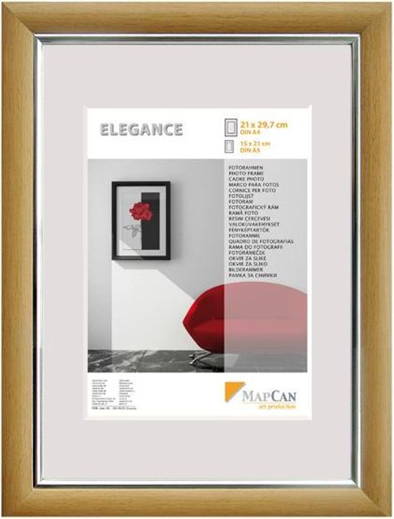 Kunststoff Bilderrahmen Elegance buche-metallic-silber, 61 x 91,5 cm
