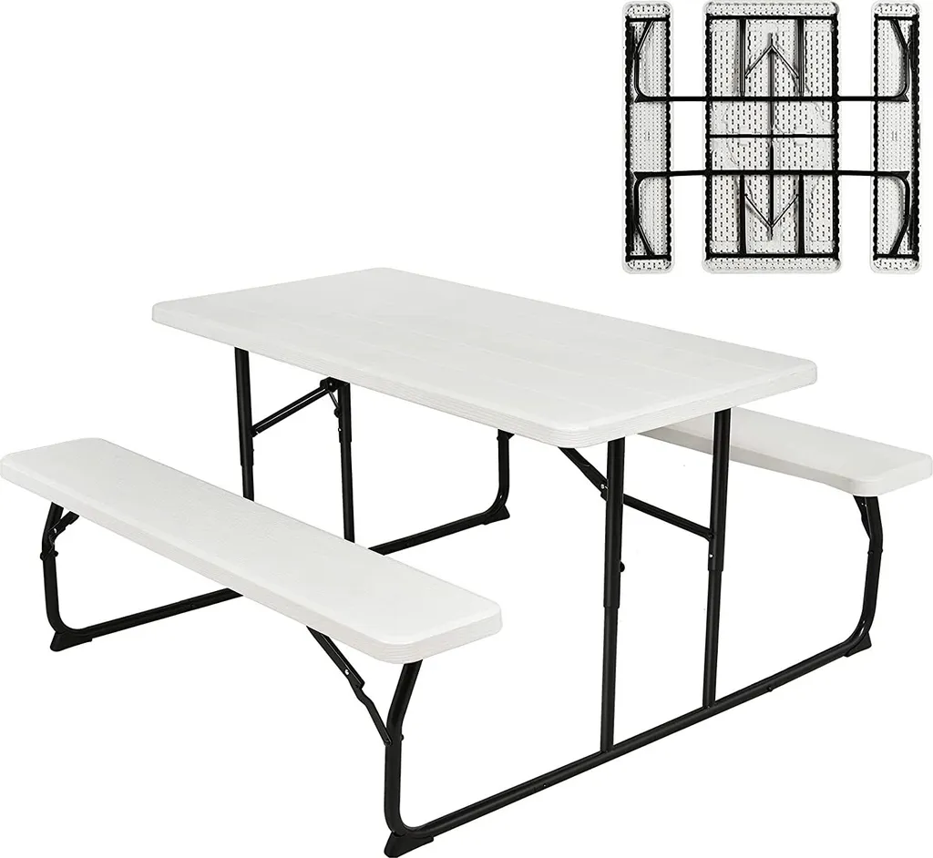 Table pique-nique pliante 136 cm : solution compacte pour extérieur