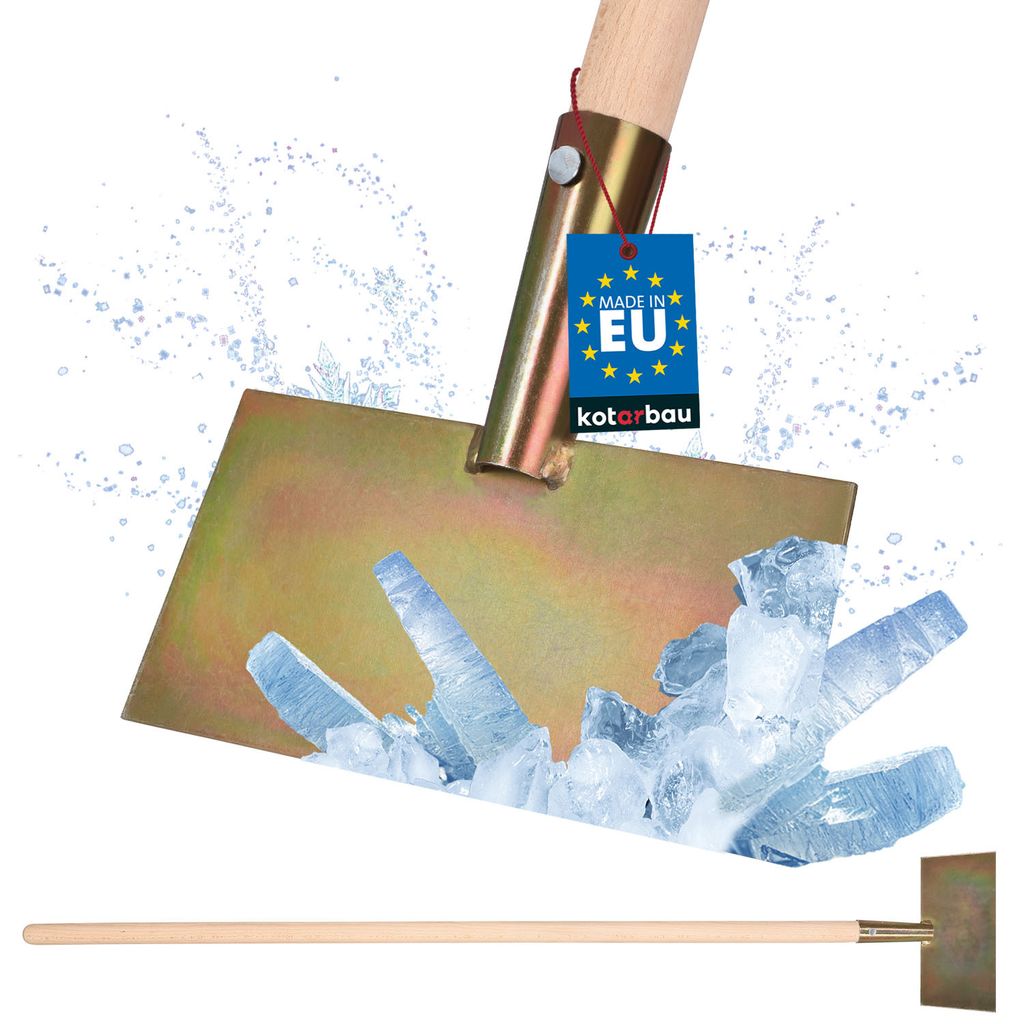 KOTARBAU Eisschaber 17x22 cm Verzinkt Stahl Eisstößer Holzstiel 120 cm Eeisscharre Eishacker Eisstösser Gartengeräte Stoßscharre Bodenschabe...