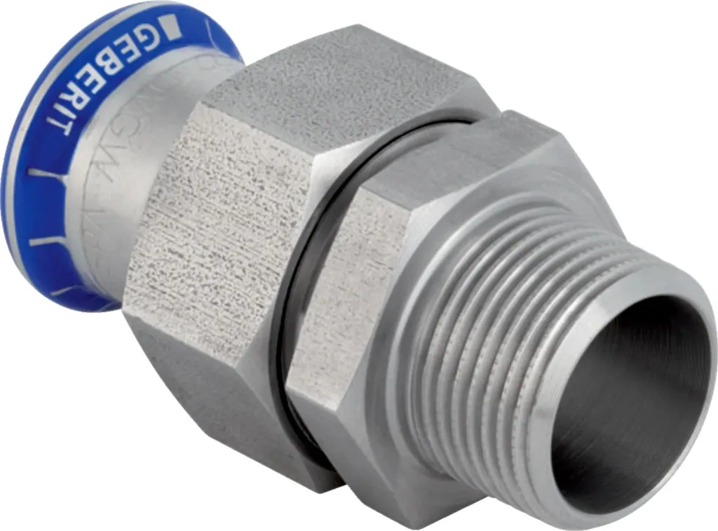 Geberit GE Mapress, raccordo di transizione, ES, con UeWM, acciaio inossidabile, d22 mm, R3/4, 1 pz.