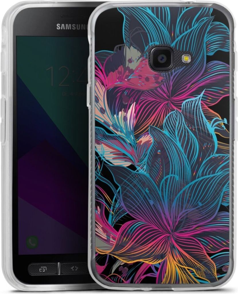DeinDesign Handyhülle für Samsung Galaxy Xcover 4 Silikon Hülle Case Smartphone Schutzhülle Blumen Neon bunt