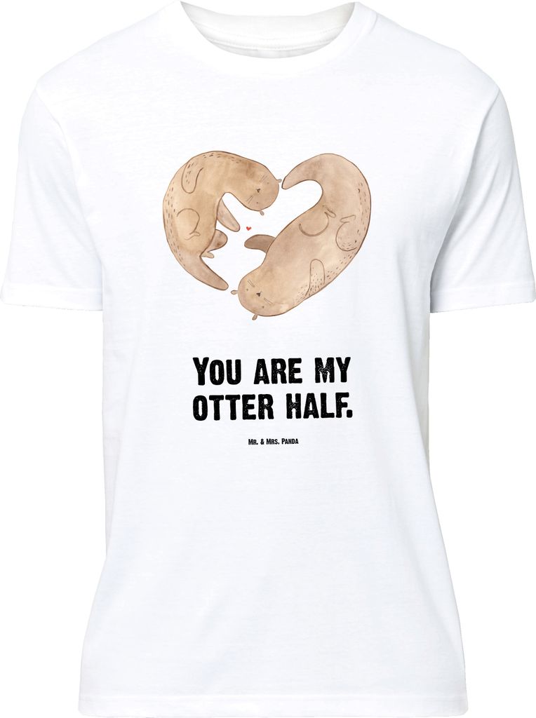 Mr. & Mrs. Panda Größe M T-Shirt Otter Herz - Weiß - Geschenk, mit Spruch, Liebe, Tshirt, Shirt, Hochzeitstag, Herren