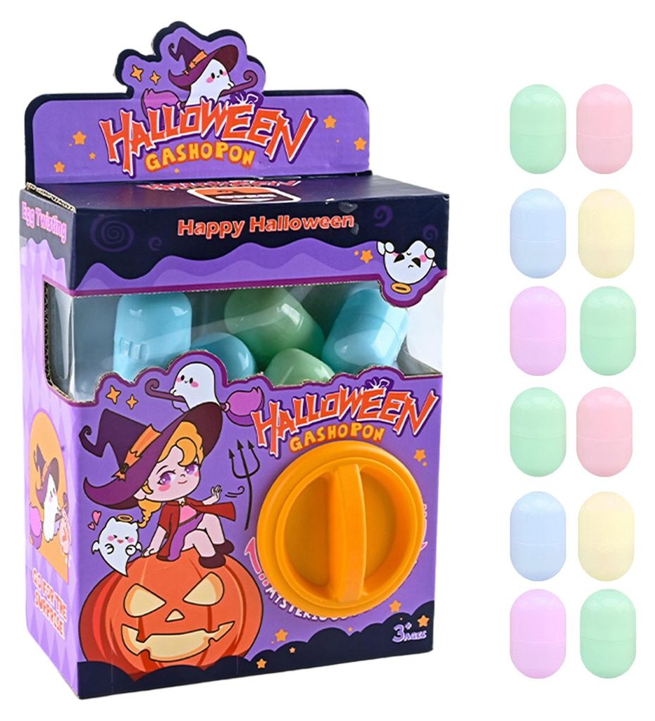 Halloween Mini-Kapselspielmaschine 6/12/16 Zufällige Überraschungseier Niedliche Cartoon-Gashapon-Maschine Mini-Rundkapsel Geschenk für Kinderga...