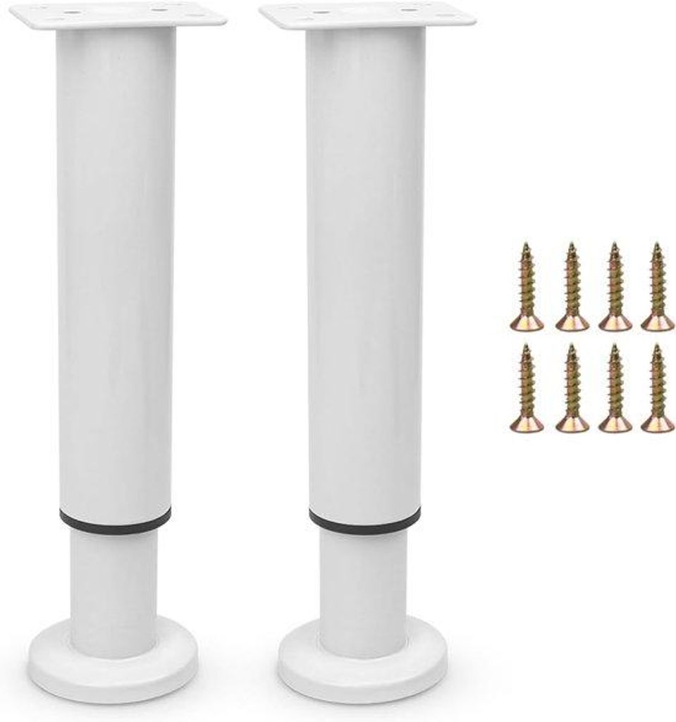 Famanu Möbelfüße verstellbar, stabile Metallstützen für Möbel - 18-32 cm (weiß, 2 Stück)