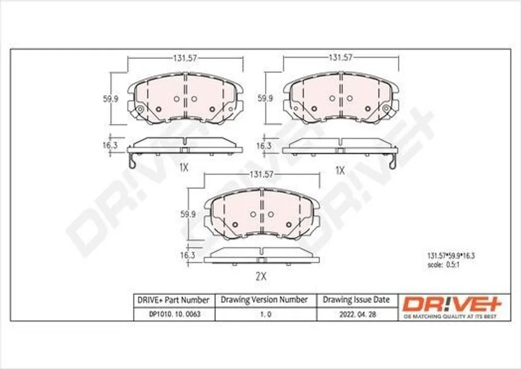 Plaquettes de frein avant pour Hyundai Tucson et Kia Soul - Dr!ve+ DP1010