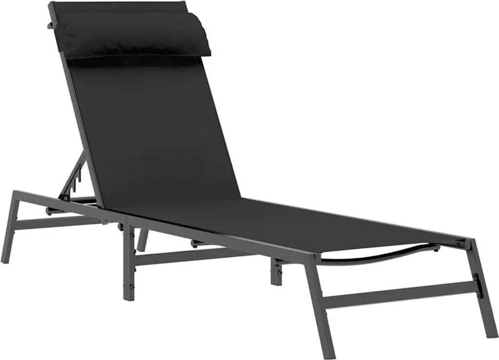Bain de soleil en acier anthracite 197x54cm pour jardin et terrasse