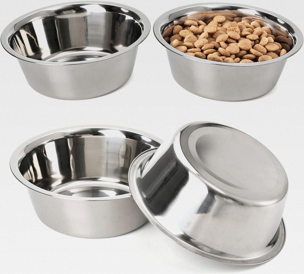 4 Stück Edelstahlnapf für Hunde und Katzen, Metall-Futter- und Wassernapf, 21 cm, grundlegender Futternapf für große, mittelgroße und kleine H...