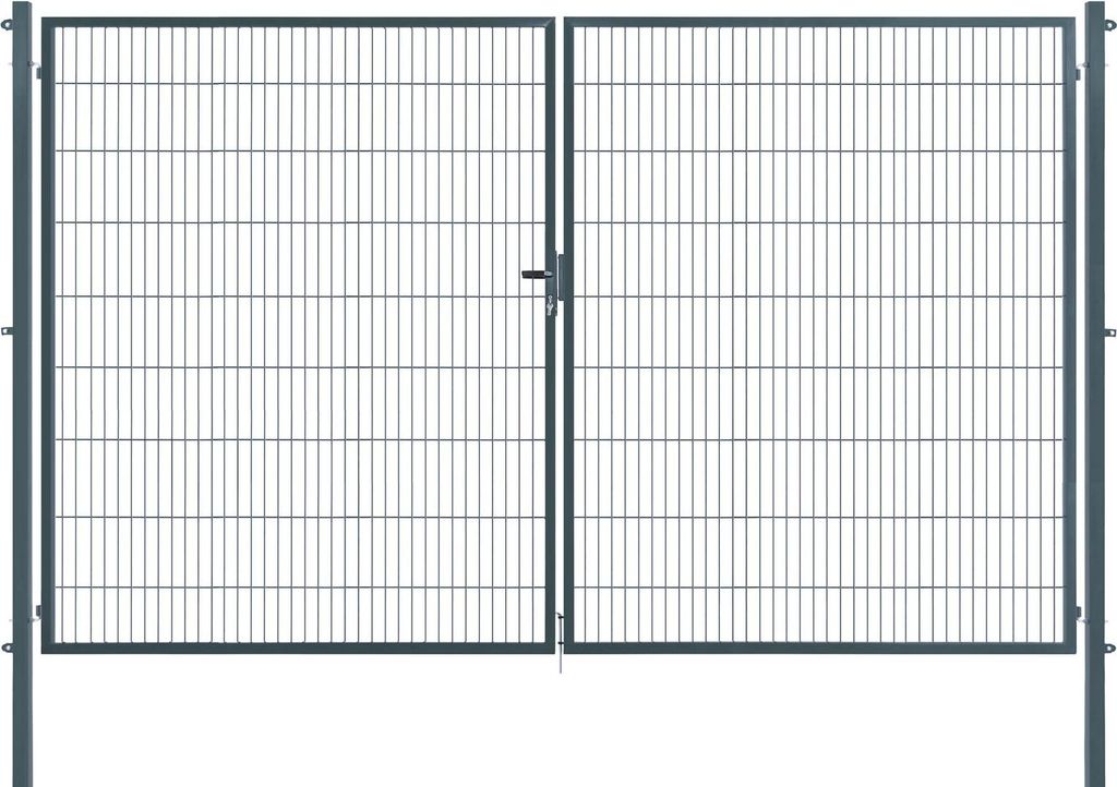 Arvotec Gartentor BxH 400x180 cm mit Schließzylinder und Zaunanschluss Anthrazit Gitterzauntor Stabmattentor Doppeltor Doppelstabmattentor Gartentür