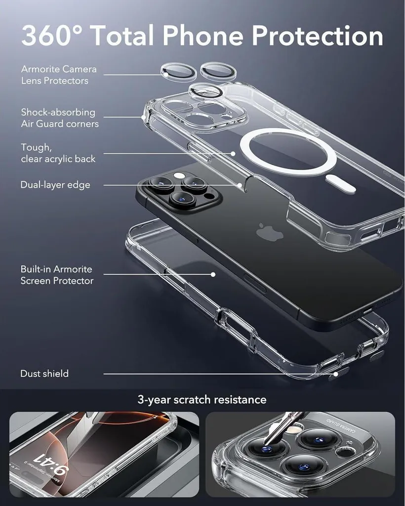 Housse de Protection MagSafe iPhone 16 Pro Max Coque Intégrale Transparente