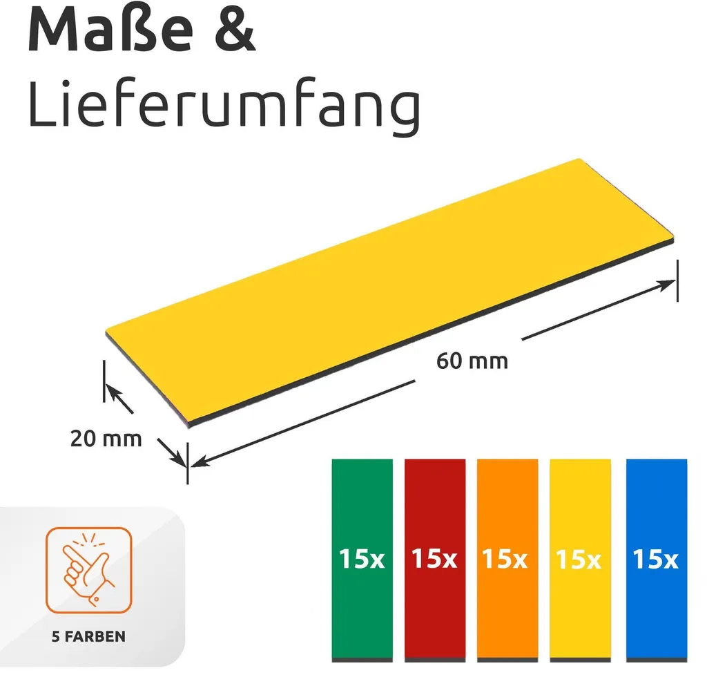 ECENCE 75 Bandes Magnétiques Inscriptibles 60x20mm Multicolores Mag