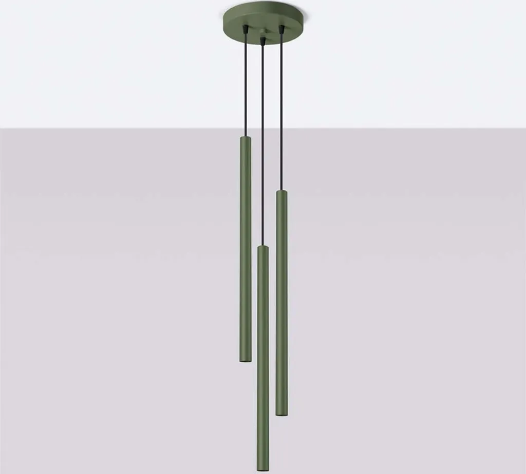 Lampada a sospensione PASTELO 3P verde oliva 3xG9 8W acciaio 104x19.5x19.5cm Sollux Lighting - 10